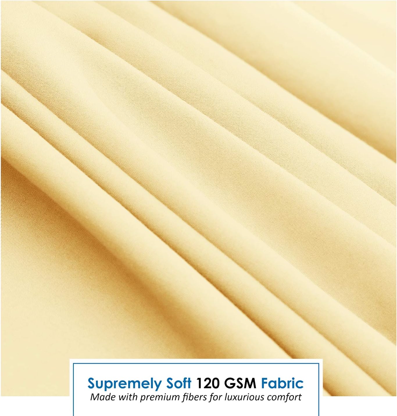 Custard Yellow Short Queen Sheets for RV, Hotel Luxury RV Queen Sheets Set, 4 Piece Fitted Bed Sheet Set and Pillowcases, Super Soft, Wrinkle-Free, and Breathable Camper Bedding