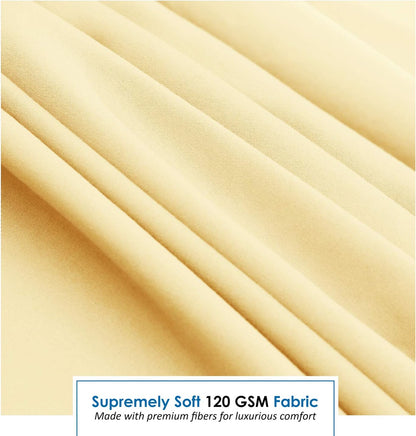Custard Yellow Short Queen Sheets for RV, Hotel Luxury RV Queen Sheets Set, 4 Piece Fitted Bed Sheet Set and Pillowcases, Super Soft, Wrinkle-Free, and Breathable Camper Bedding