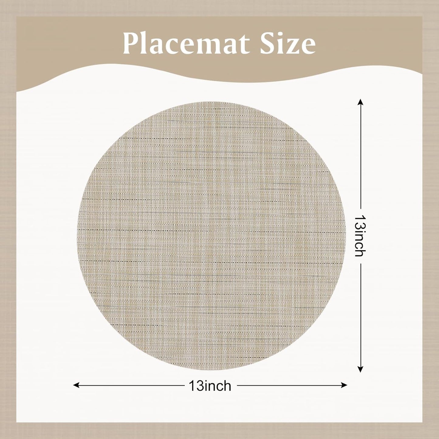 Light Yellow Placemats Set of 4 Round Vinyl Placemats13 inch Heat Resistant Non-Slip Tablemats Washable Place Mats for Dining Table