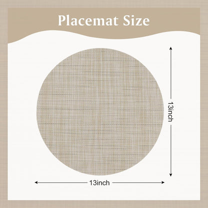 Light Yellow Placemats Set of 4 Round Vinyl Placemats13 inch Heat Resistant Non-Slip Tablemats Washable Place Mats for Dining Table