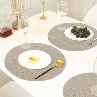 Light Yellow Placemats Set of 4 Round Vinyl Placemats13 inch Heat Resistant Non-Slip Tablemats Washable Place Mats for Dining Table