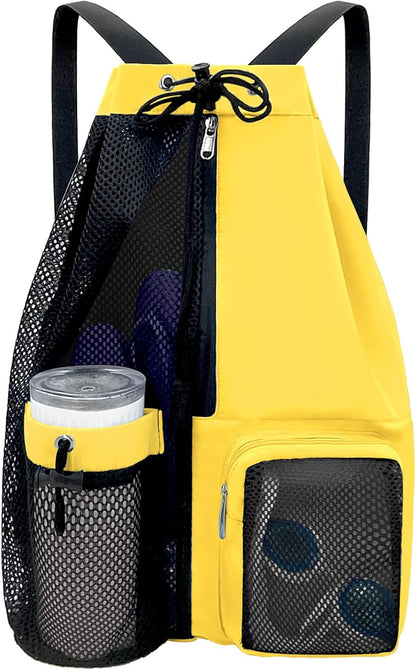 Beach Backpack with Wet Pocket Drawstring Mesh Beach Bag Waterproof Swimming Pool Backpack for Men and Women