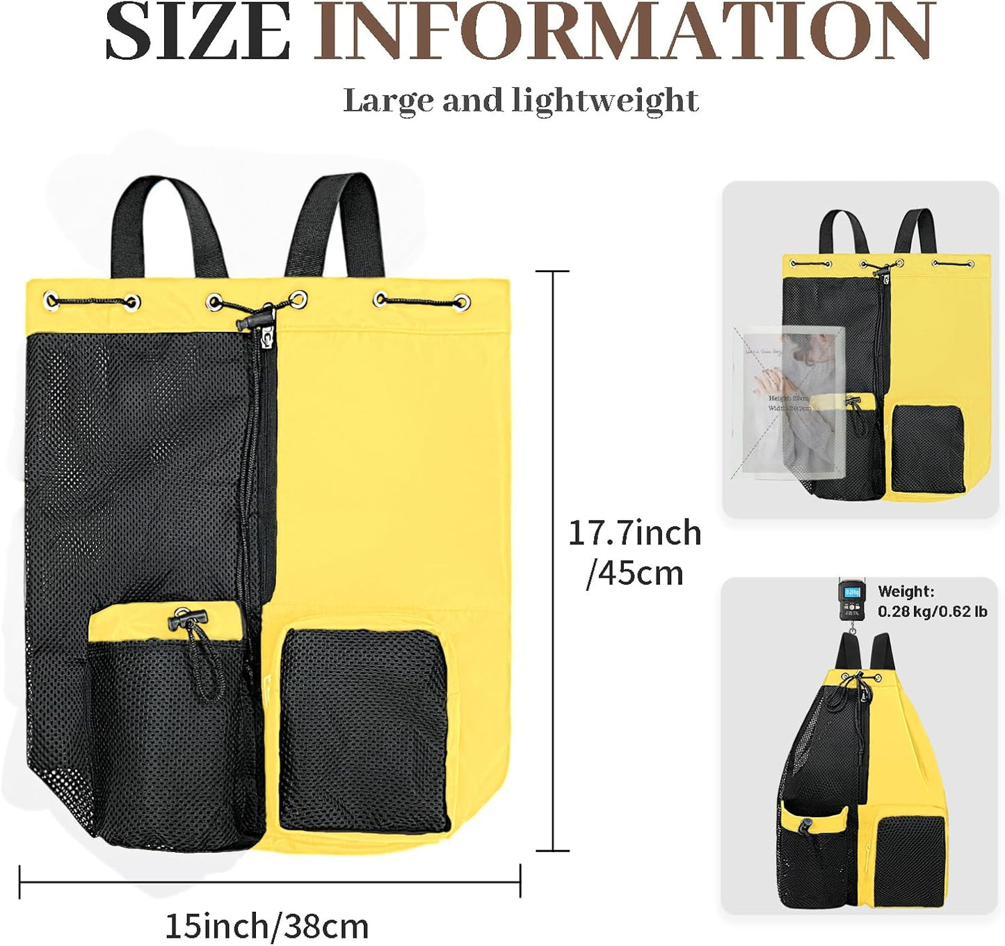 Beach Backpack with Wet Pocket Drawstring Mesh Beach Bag Waterproof Swimming Pool Backpack for Men and Women