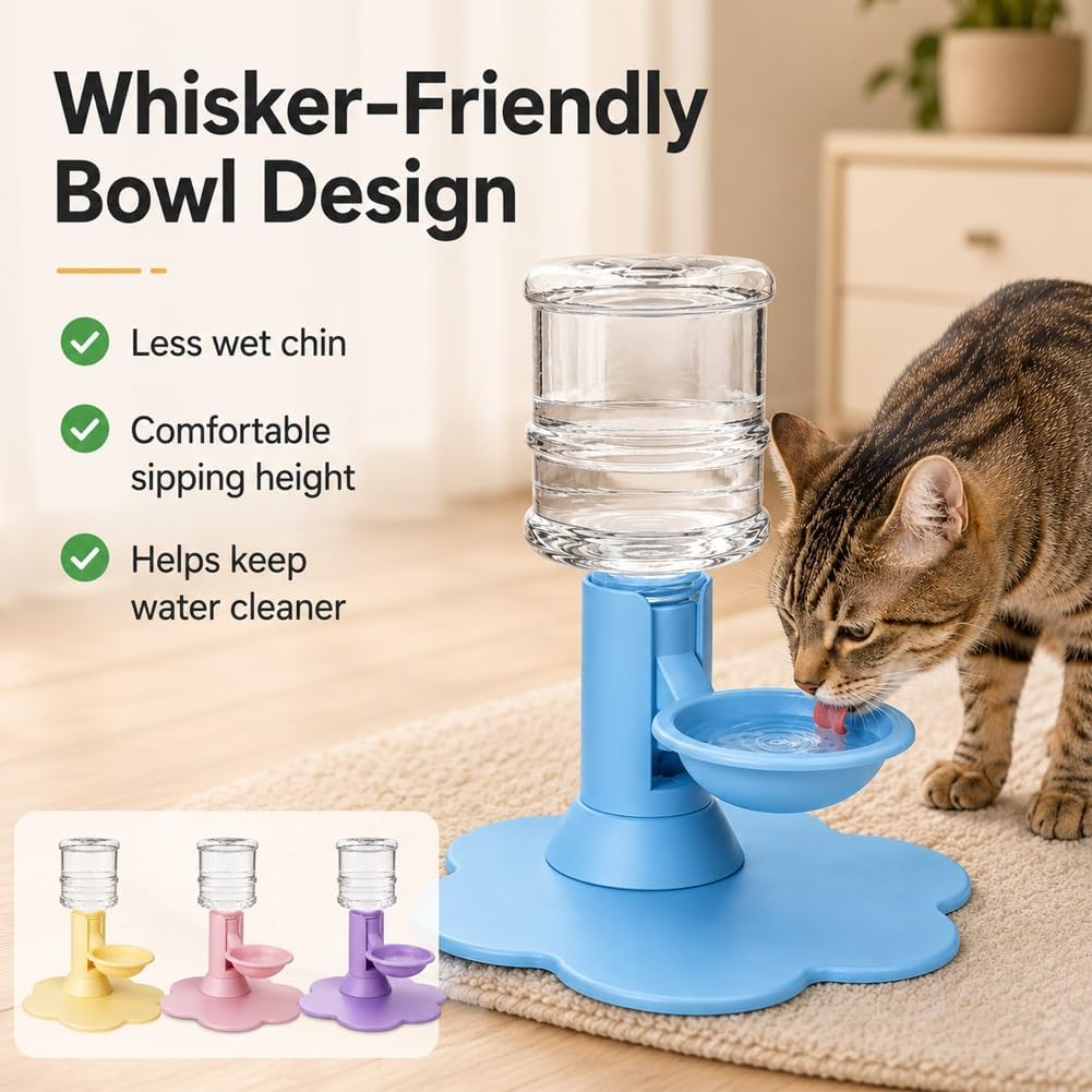Automatic Pet Water Dispenser,Flow Self Refilling Cat & Dog Water Bowl | Portable Bottle Outdoor Jug, 3 Gallon No Spill, Washing Station for Pets, Feeder, Fountain, Storage(Yellow,Includes Bottle)