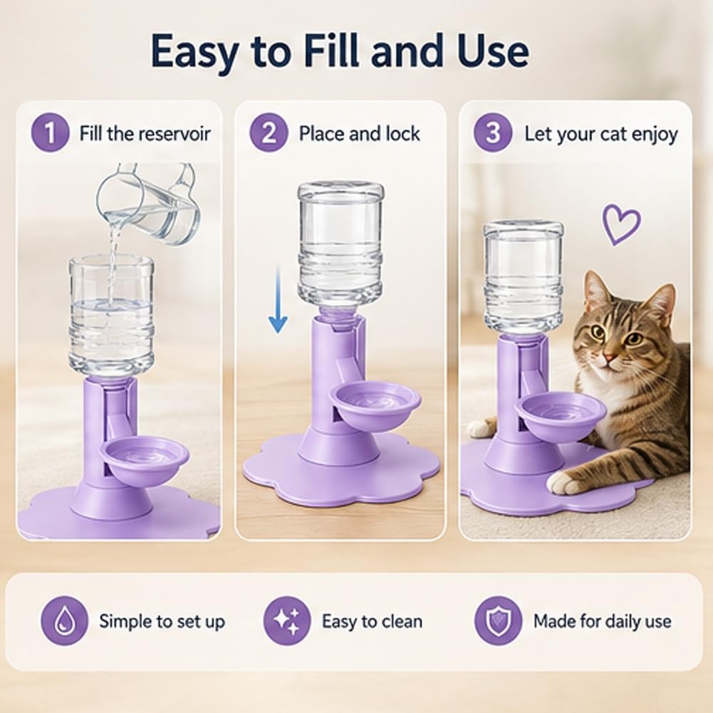 Automatic Pet Water Dispenser,Flow Self Refilling Cat & Dog Water Bowl | Portable Bottle Outdoor Jug, 3 Gallon No Spill, Washing Station for Pets, Feeder, Fountain, Storage(Yellow,Includes Bottle)