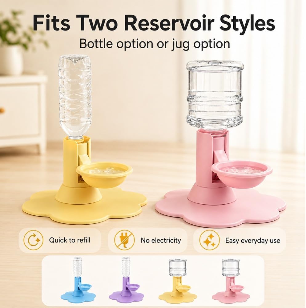 Automatic Pet Water Dispenser,Flow Self Refilling Cat & Dog Water Bowl | Portable Bottle Outdoor Jug, 3 Gallon No Spill, Washing Station for Pets, Feeder, Fountain, Storage(Yellow,Includes Bottle)
