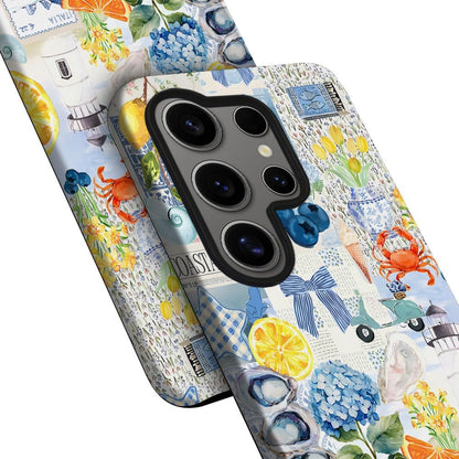 Compatible with Samsung Galaxy S24 Ultra,2-in-1 Frosted Phone Cover Shockproof Case - Italian Summer Lemon Collage