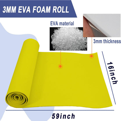 Qidiwin 3mm EVA Foam Roll - 16x59in Craft Foam for Cosplay, DIY Projects & Costumes - High Density 90kg/m3, Durable, Easy to Cut, Perfect for Large Designs(3mm Yellow