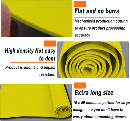 Qidiwin 3mm EVA Foam Roll - 16x59in Craft Foam for Cosplay, DIY Projects & Costumes - High Density 90kg/m3, Durable, Easy to Cut, Perfect for Large Designs(3mm Yellow