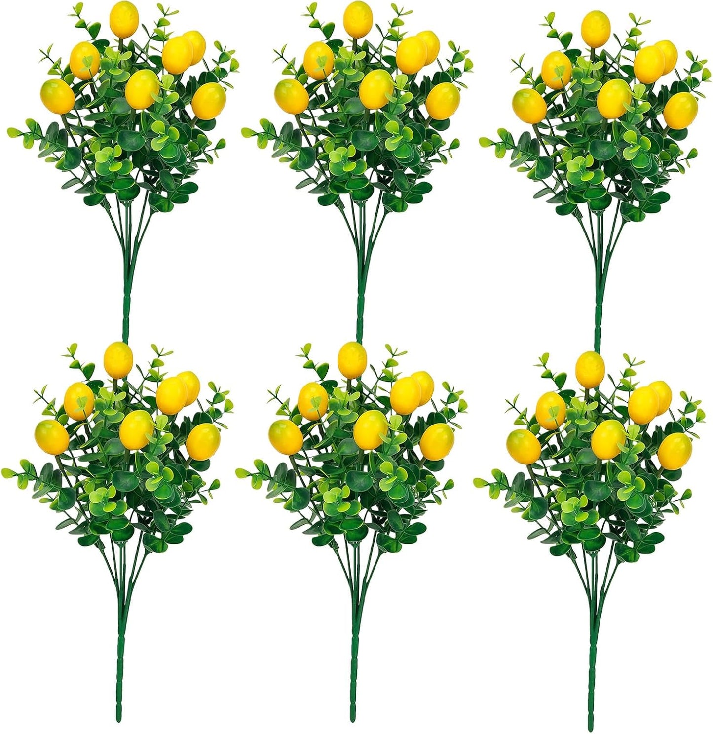 6 Pcs Artificial Lemon Branches Small Artificial Fruit Lemon Tree Greenery Decoration Faux Lemons Picks for Farmhouse Kitchen Home Table Decor Stem Fruits for Home Spring Summer Decor