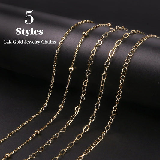 14k Gold Necklace Chain for Jewelry Making, 16.6 Feet Total (5 Rolls) DIY Bracelet Chains with 300 Jump Rings, 50 Lobster Clasps, 1 Jewelry Pliers,1 Support Ring and 50 Pendants