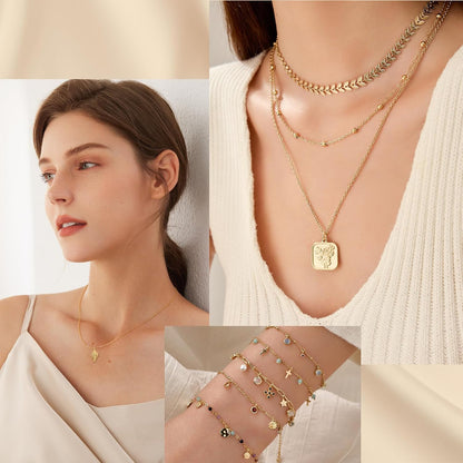 14k Gold Necklace Chain for Jewelry Making, 16.6 Feet Total (5 Rolls) DIY Bracelet Chains with 300 Jump Rings, 50 Lobster Clasps, 1 Jewelry Pliers,1 Support Ring and 50 Pendants