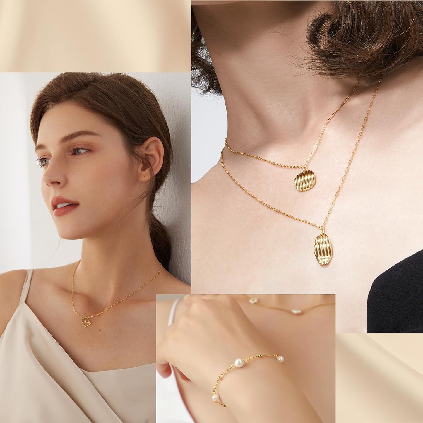 14k Gold Necklace Chain for Jewelry Making, 16.6 Feet Total (5 Rolls) DIY Bracelet Chains with 300 Jump Rings, 50 Lobster Clasps, 1 Jewelry Pliers,1 Support Ring and 50 Pendants