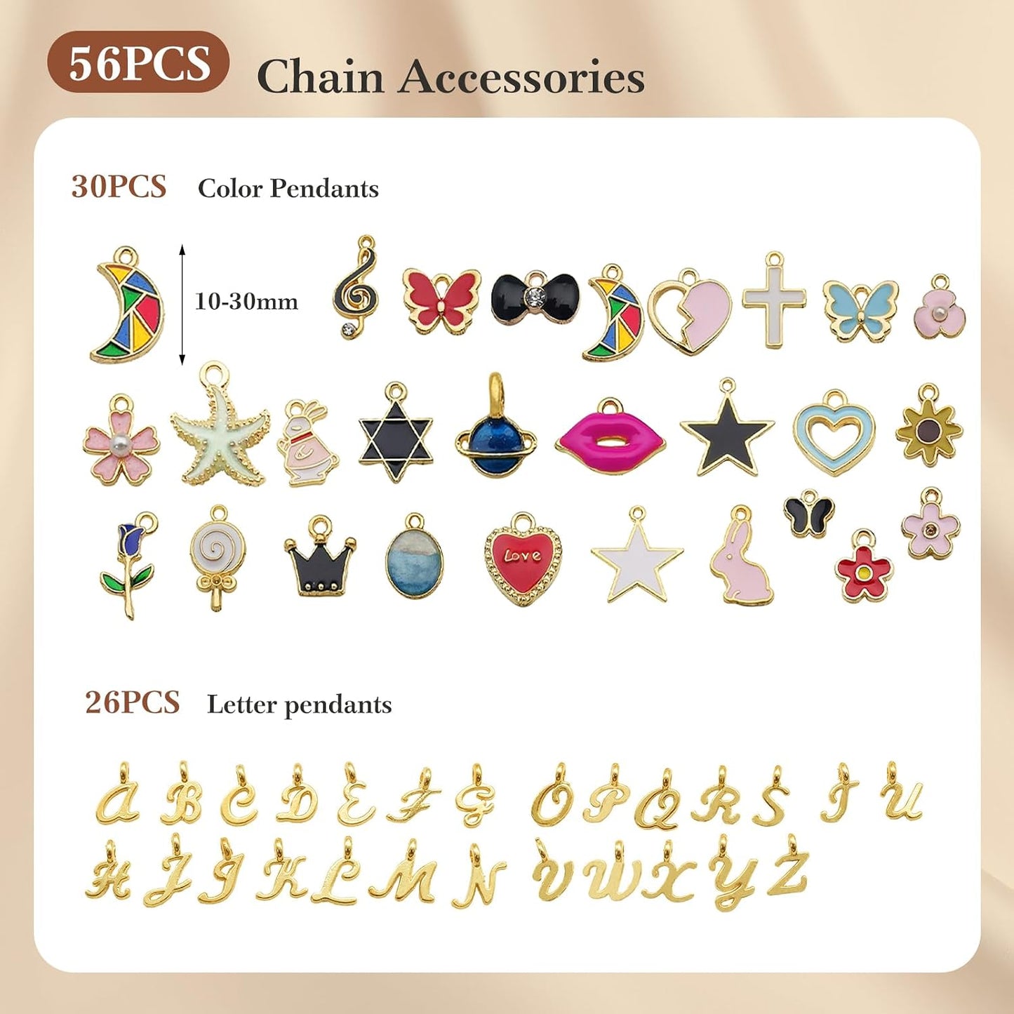 14k Gold Necklace Chain for Jewelry Making, 16.6 Feet Total (5 Rolls) DIY Bracelet Chains with 300 Jump Rings, 50 Lobster Clasps, 1 Jewelry Pliers,1 Support Ring and 50 Pendants