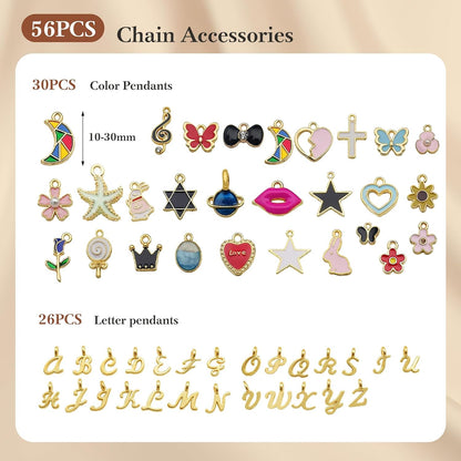 14k Gold Necklace Chain for Jewelry Making, 16.6 Feet Total (5 Rolls) DIY Bracelet Chains with 300 Jump Rings, 50 Lobster Clasps, 1 Jewelry Pliers,1 Support Ring and 50 Pendants
