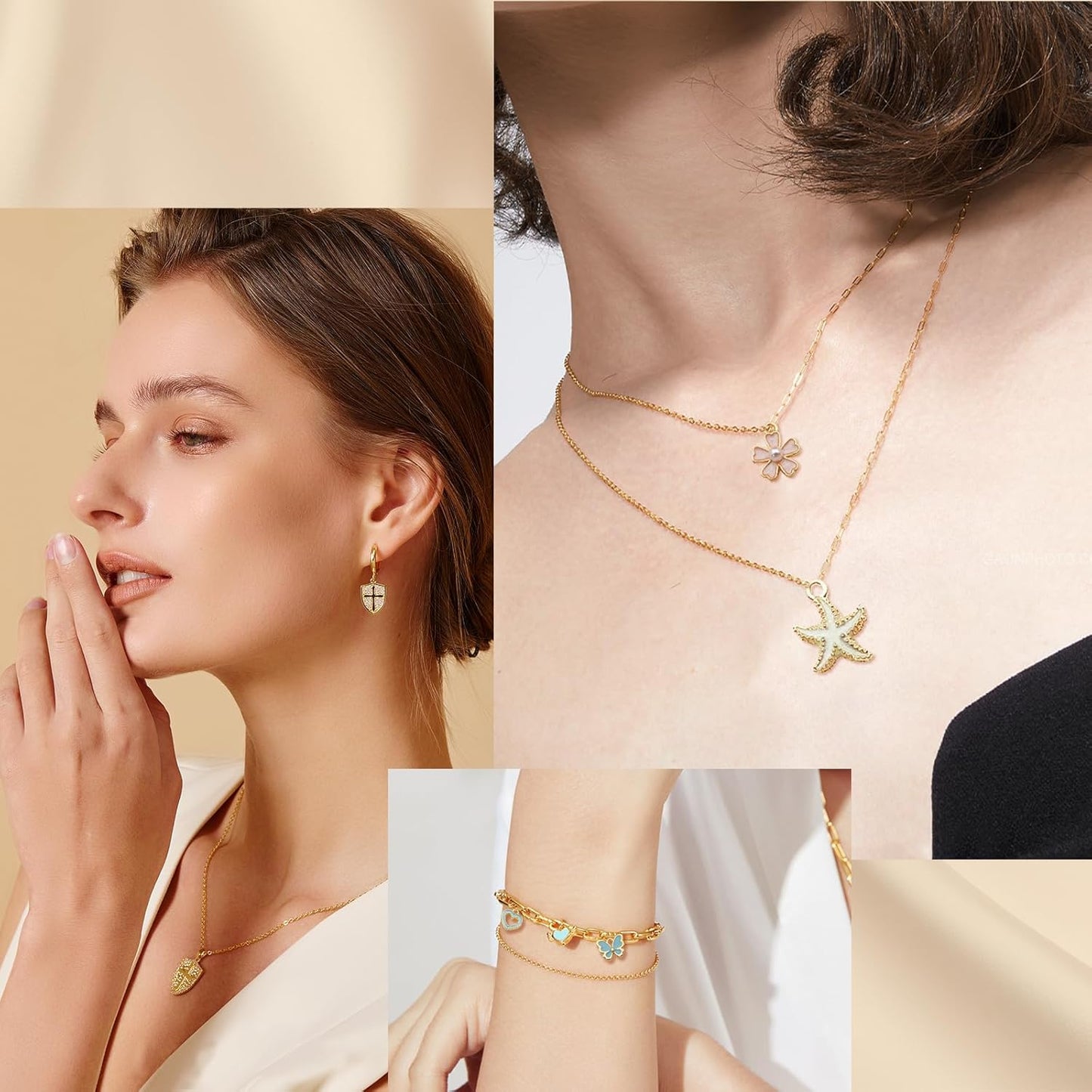 14k Gold Necklace Chain for Jewelry Making, 16.6 Feet Total (5 Rolls) DIY Bracelet Chains with 300 Jump Rings, 50 Lobster Clasps, 1 Jewelry Pliers,1 Support Ring and 50 Pendants