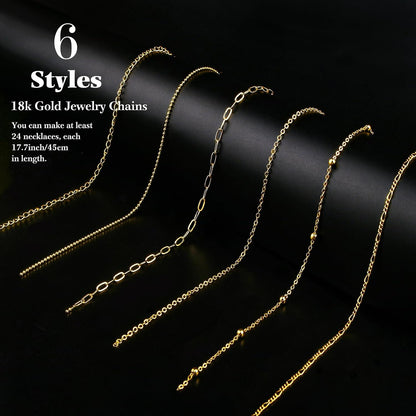 14k Gold Necklace Chain for Jewelry Making, 16.6 Feet Total (5 Rolls) DIY Bracelet Chains with 300 Jump Rings, 50 Lobster Clasps, 1 Jewelry Pliers,1 Support Ring and 50 Pendants