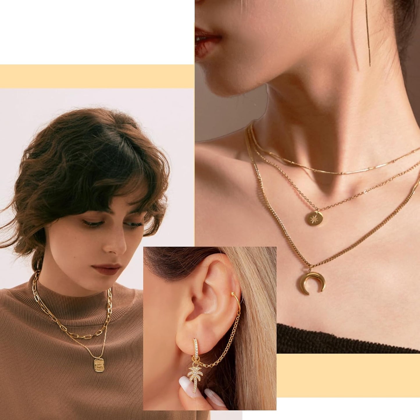 14k Gold Necklace Chain for Jewelry Making, 16.6 Feet Total (5 Rolls) DIY Bracelet Chains with 300 Jump Rings, 50 Lobster Clasps, 1 Jewelry Pliers,1 Support Ring and 50 Pendants