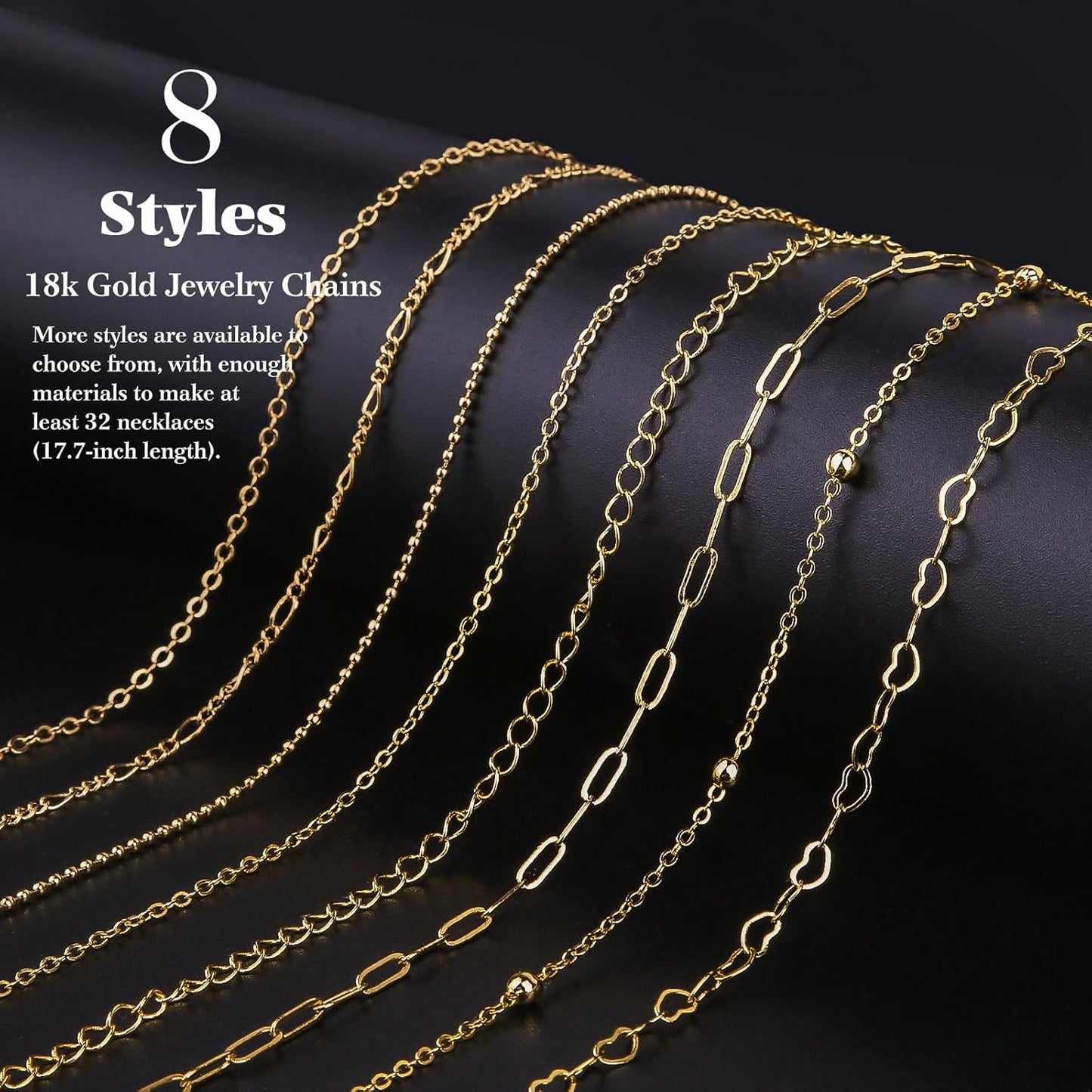 14k Gold Necklace Chain for Jewelry Making, 16.6 Feet Total (5 Rolls) DIY Bracelet Chains with 300 Jump Rings, 50 Lobster Clasps, 1 Jewelry Pliers,1 Support Ring and 50 Pendants