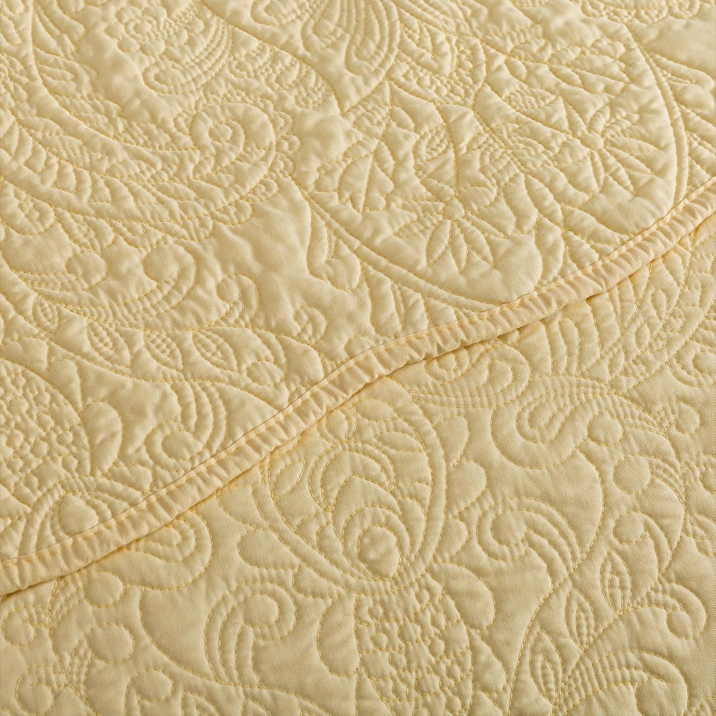Queen Size Quilt Sets - 3 Piece Queen Quilt Bedding Set Microfiber Quilt Set Lightweight Bedspreads Reversible Coverlets Retro Bed Cover Floral Bedding Set All Season Quilts-Yellow