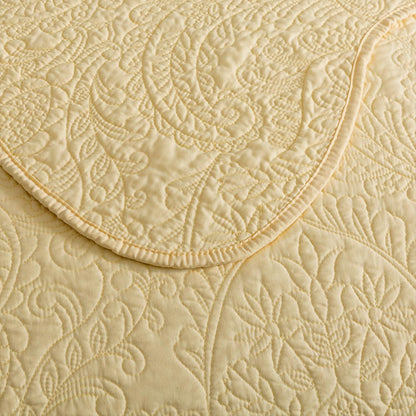 Queen Size Quilt Sets - 3 Piece Queen Quilt Bedding Set Microfiber Quilt Set Lightweight Bedspreads Reversible Coverlets Retro Bed Cover Floral Bedding Set All Season Quilts-Yellow