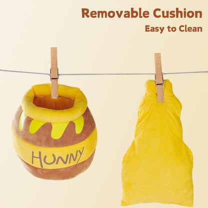 Rabbit Honeypot Bed House Bunny Hideout Warm Fleece Cuddle Cup Snuggle Sack with Removable Cushion Guinea Pig Hideout Sleeping Cave for Guinea Pig Ferret Chinchilla (Yellow)