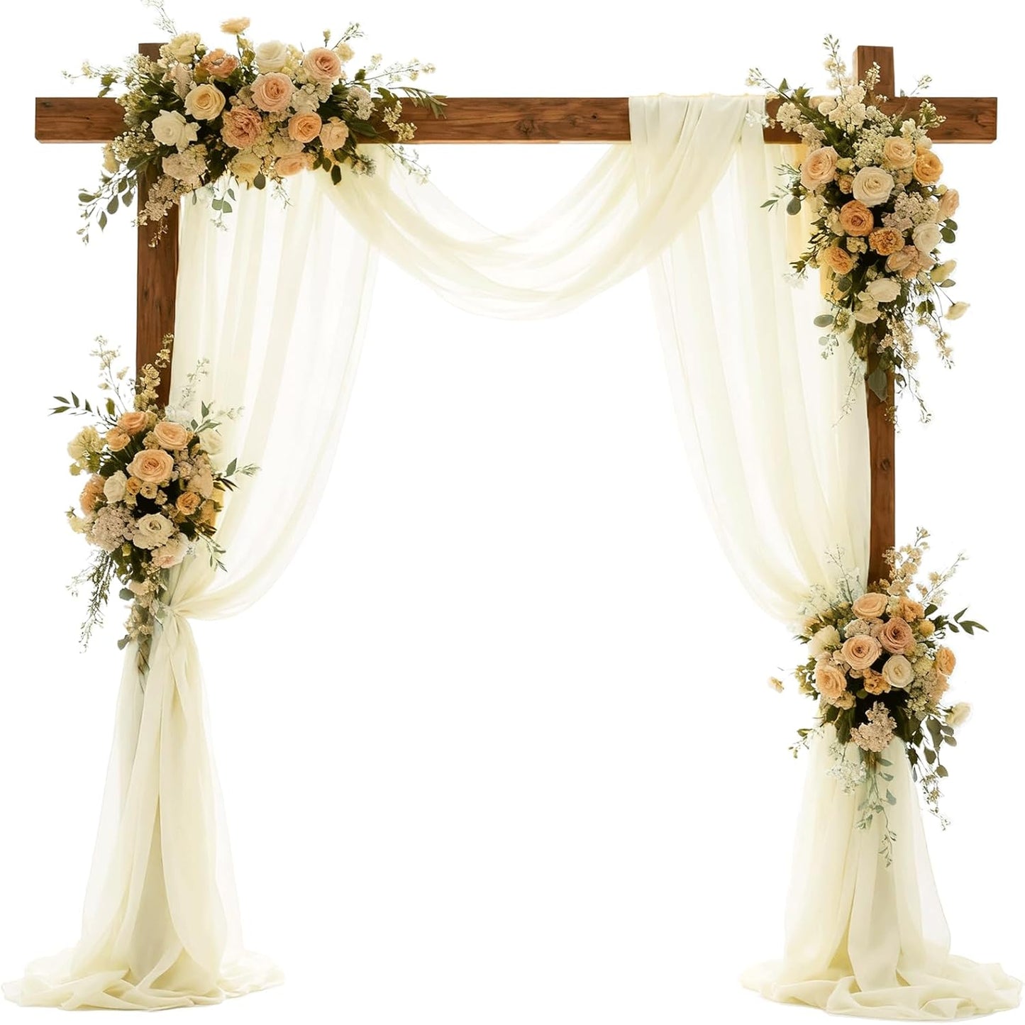 Wedding Arch Draping Fabric 29" x 18 FT Light Yellow Sheer Chiffon Outdoor Curtain Drapes for Wedding Birthday Party Ceremony Decor(1 Panel, Light Yellow)