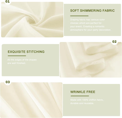 Wedding Arch Draping Fabric 29" x 18 FT Light Yellow Sheer Chiffon Outdoor Curtain Drapes for Wedding Birthday Party Ceremony Decor(1 Panel, Light Yellow)