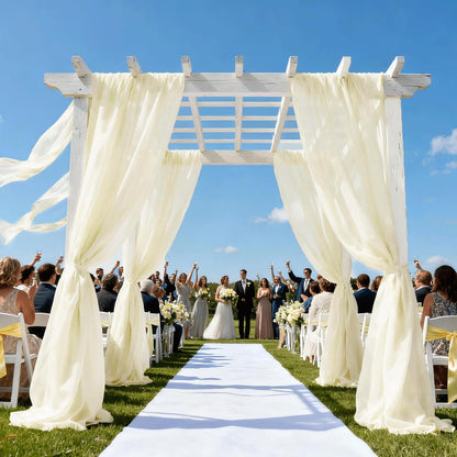 Wedding Arch Draping Fabric 29" x 18 FT Light Yellow Sheer Chiffon Outdoor Curtain Drapes for Wedding Birthday Party Ceremony Decor(1 Panel, Light Yellow)