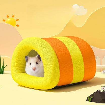 Hamster House Fleece - Lined Thickened Hideout Small Pet Winter Cotton Nest Cage Accessories for Pet Birds Parrot (Yellow,Small)