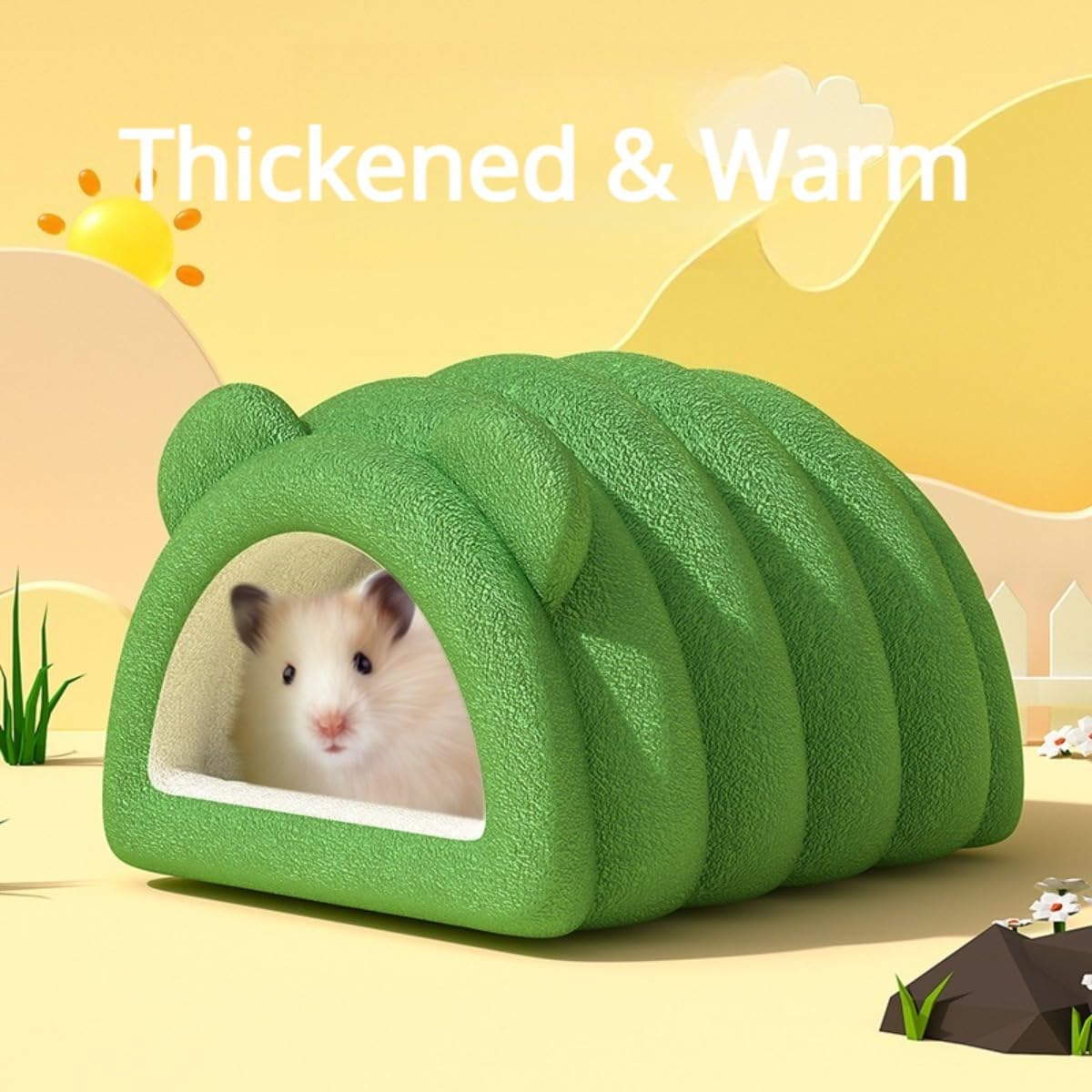 Hamster House Fleece - Lined Thickened Hideout Small Pet Winter Cotton Nest Cage Accessories for Pet Birds Parrot (Yellow,Small)