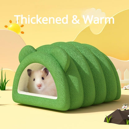 Hamster House Fleece - Lined Thickened Hideout Small Pet Winter Cotton Nest Cage Accessories for Pet Birds Parrot (Yellow,Small)