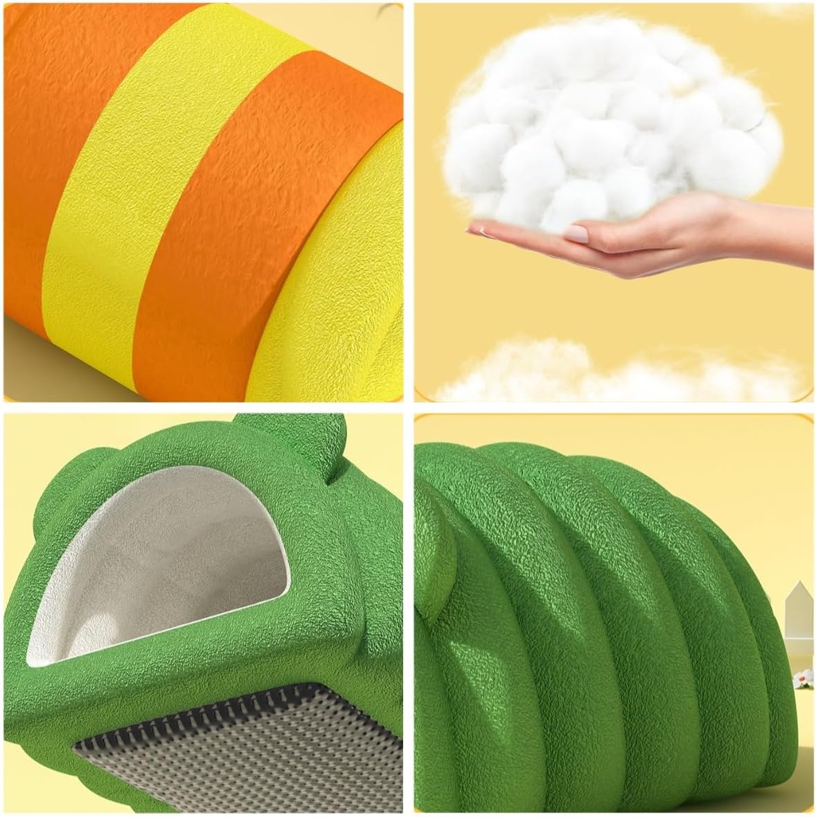 Hamster House Fleece - Lined Thickened Hideout Small Pet Winter Cotton Nest Cage Accessories for Pet Birds Parrot (Yellow,Small)