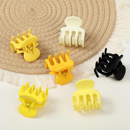 Small Matte Hair Claw Clips for Thin Hair, 6 Pack, Yellow | Matte non-slip grip for secure everyday styling, designed for women and girls with fine or thin hair