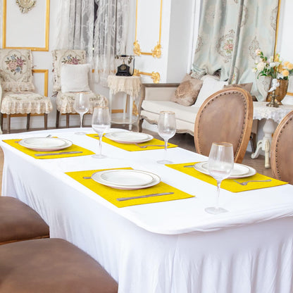 Cloth Yellow Placemats Set of 8, Linen Type Fabric Placemats Machine Washable Heat Resistant Placemats Polyester Place Mats for Halloween, Thanksgiving and Christmas Dining Table (Yellow)