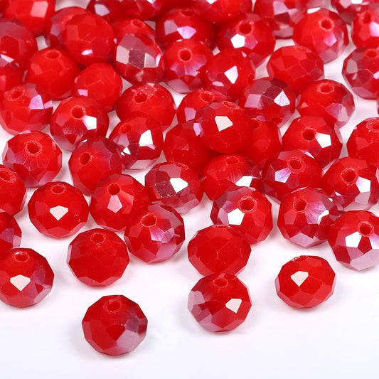 500pcs 6mm Crystal Glass Beads for Jewelry Making Faceted Rondelle Flat Beads for Bracelets Necklace Earrings DIY Crafts (Yellow Crystal AB Bead)