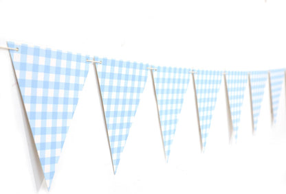 Yellow Gingham Flag Banner - Baby Shower Party Decorations,Gingham Pennant Flags,Nursery Decor Bunting,Gender Reveal Banner(yellow)