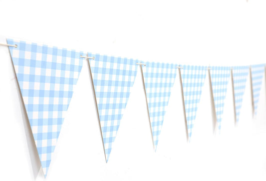 Yellow Gingham Flag Banner - Baby Shower Party Decorations,Gingham Pennant Flags,Nursery Decor Bunting,Gender Reveal Banner(yellow)