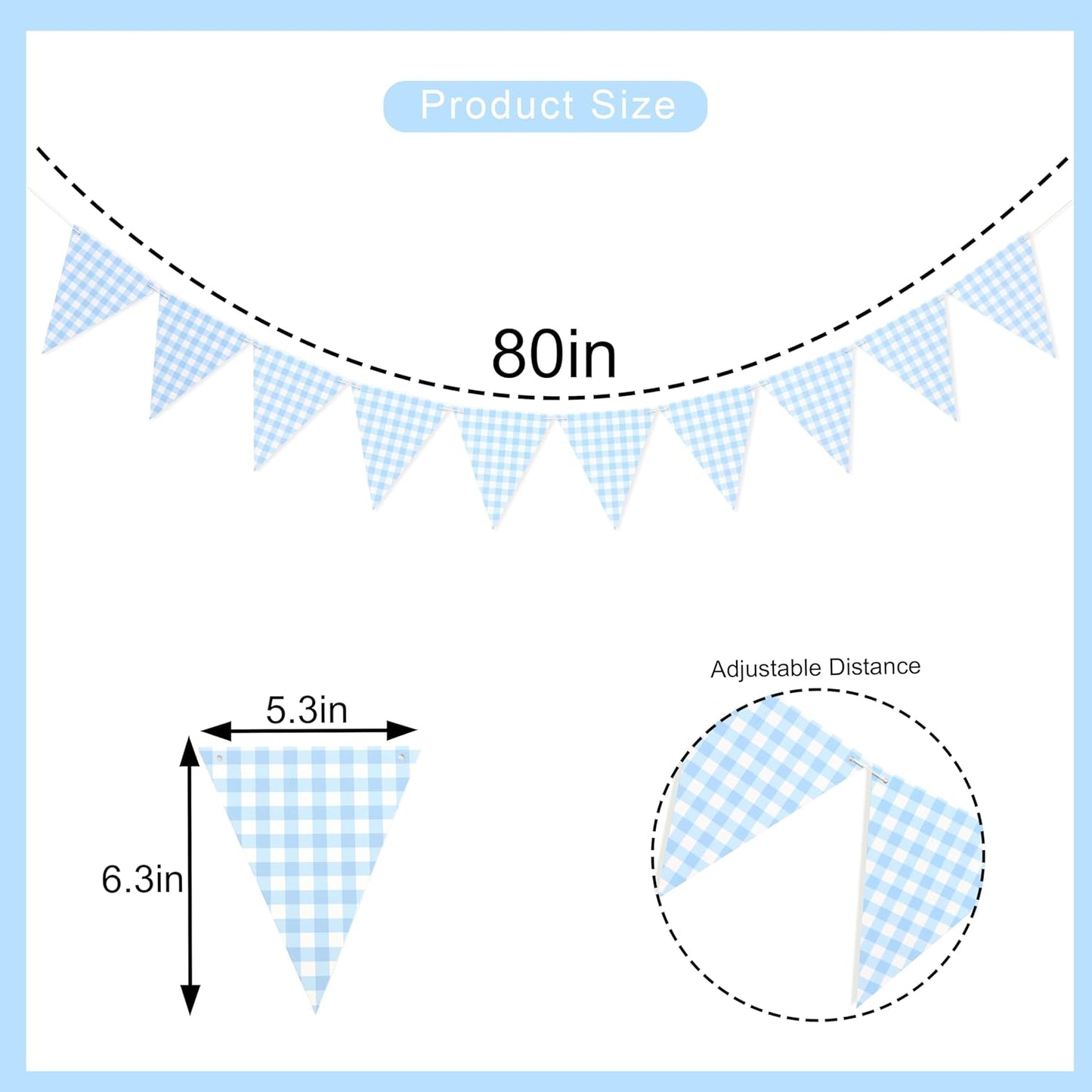 Yellow Gingham Flag Banner - Baby Shower Party Decorations,Gingham Pennant Flags,Nursery Decor Bunting,Gender Reveal Banner(yellow)