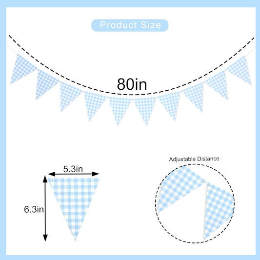 Yellow Gingham Flag Banner - Baby Shower Party Decorations,Gingham Pennant Flags,Nursery Decor Bunting,Gender Reveal Banner(yellow)