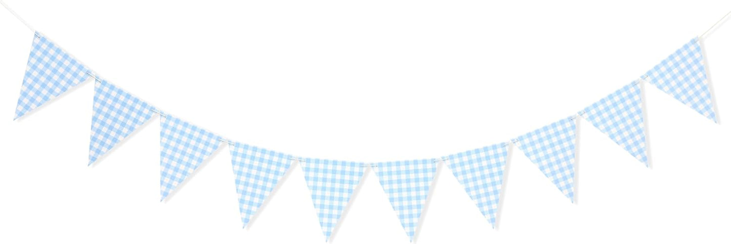 Yellow Gingham Flag Banner - Baby Shower Party Decorations,Gingham Pennant Flags,Nursery Decor Bunting,Gender Reveal Banner(yellow)