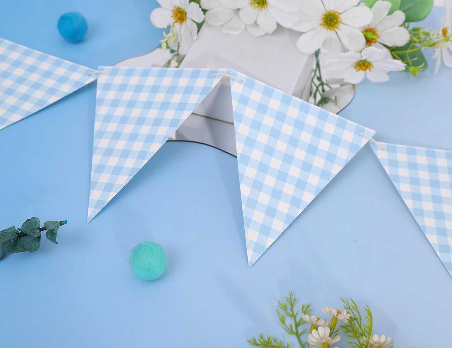 Yellow Gingham Flag Banner - Baby Shower Party Decorations,Gingham Pennant Flags,Nursery Decor Bunting,Gender Reveal Banner(yellow)