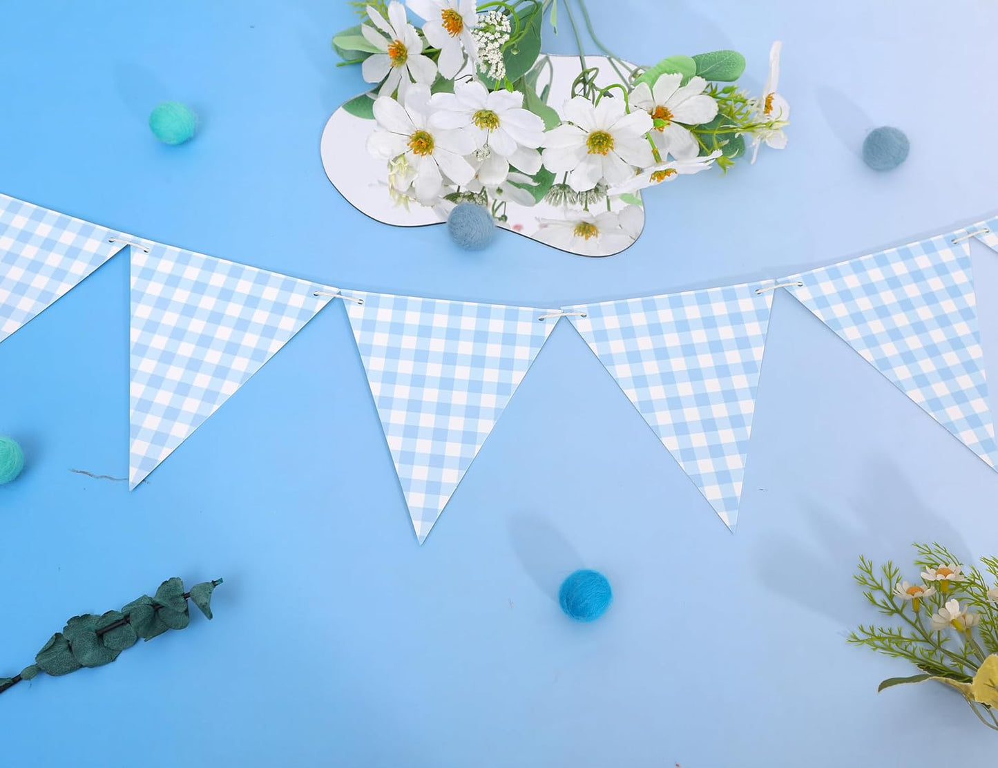 Yellow Gingham Flag Banner - Baby Shower Party Decorations,Gingham Pennant Flags,Nursery Decor Bunting,Gender Reveal Banner(yellow)