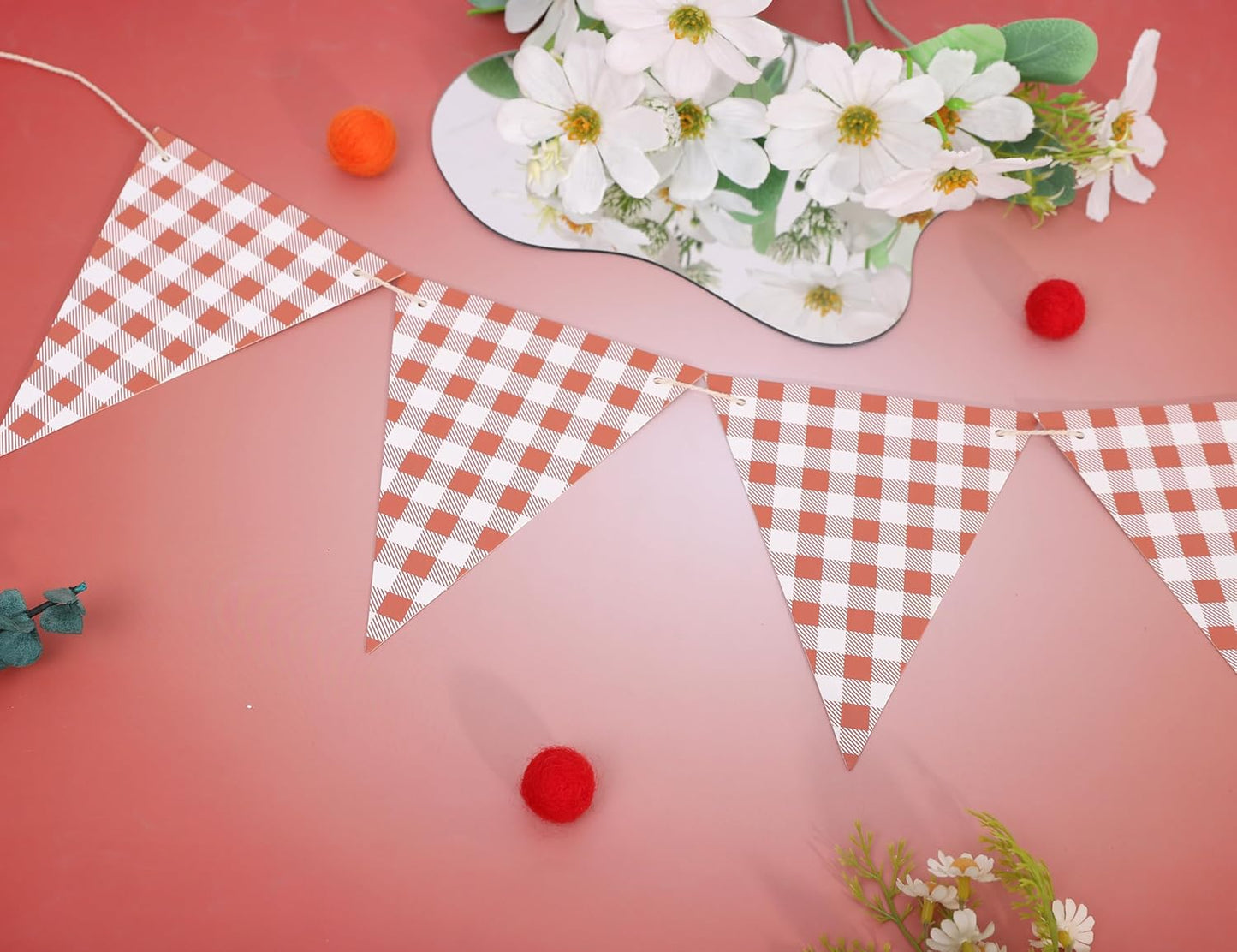 Yellow Gingham Flag Banner - Baby Shower Party Decorations,Gingham Pennant Flags,Nursery Decor Bunting,Gender Reveal Banner(yellow)