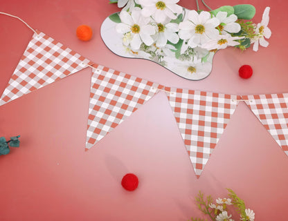 Yellow Gingham Flag Banner - Baby Shower Party Decorations,Gingham Pennant Flags,Nursery Decor Bunting,Gender Reveal Banner(yellow)