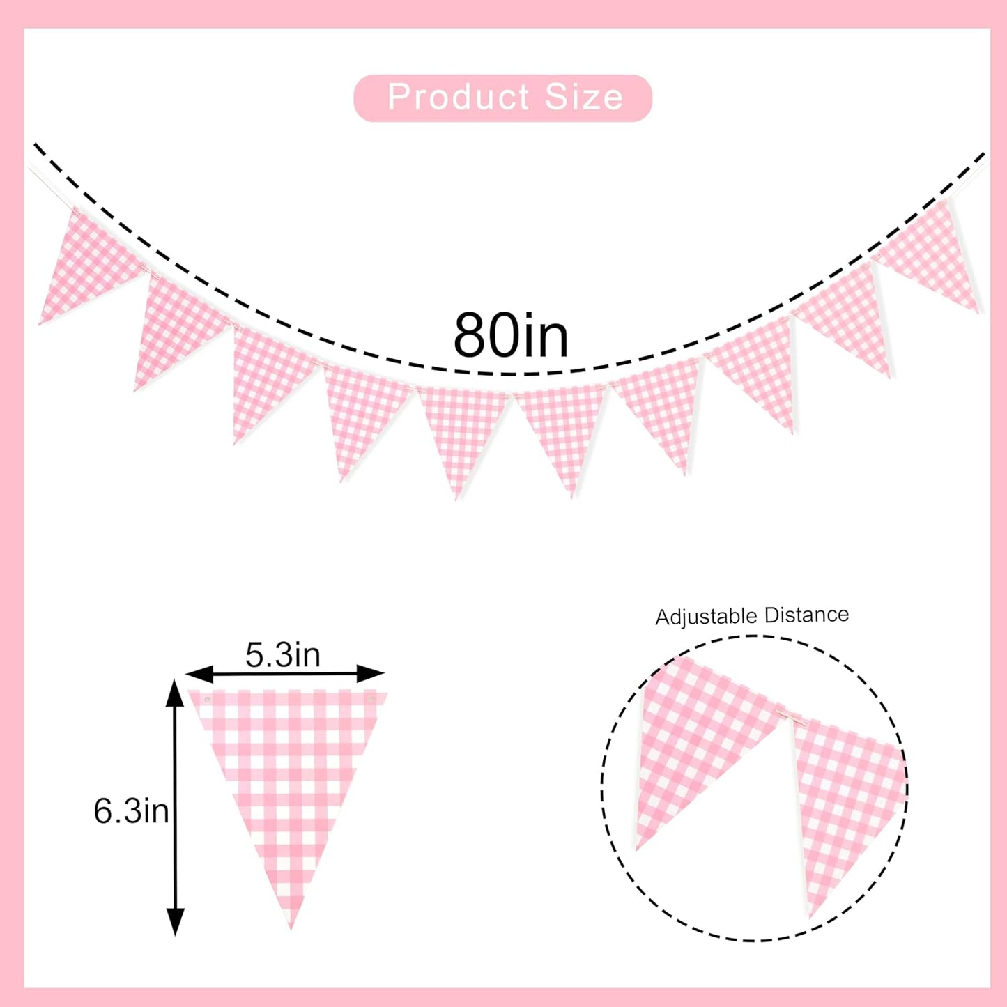 Yellow Gingham Flag Banner - Baby Shower Party Decorations,Gingham Pennant Flags,Nursery Decor Bunting,Gender Reveal Banner(yellow)