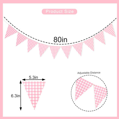 Yellow Gingham Flag Banner - Baby Shower Party Decorations,Gingham Pennant Flags,Nursery Decor Bunting,Gender Reveal Banner(yellow)