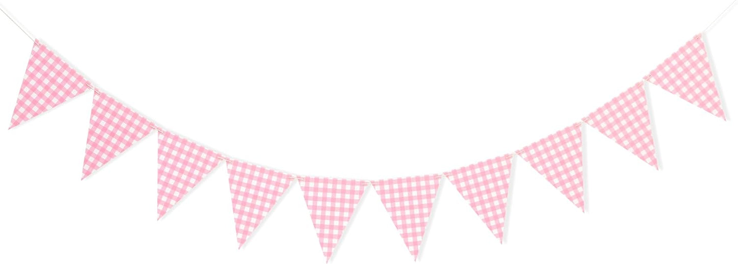 Yellow Gingham Flag Banner - Baby Shower Party Decorations,Gingham Pennant Flags,Nursery Decor Bunting,Gender Reveal Banner(yellow)