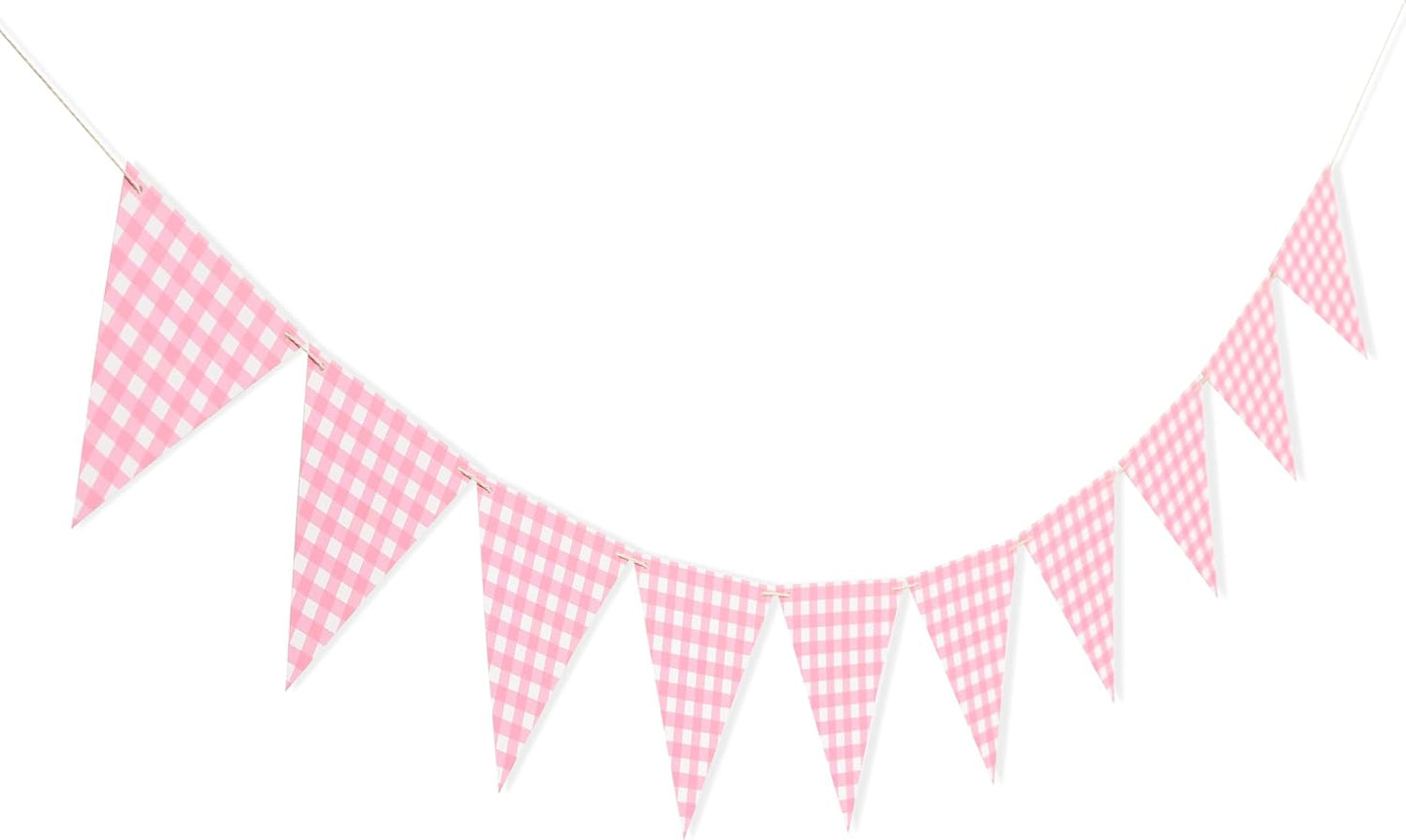 Yellow Gingham Flag Banner - Baby Shower Party Decorations,Gingham Pennant Flags,Nursery Decor Bunting,Gender Reveal Banner(yellow)