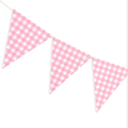 Yellow Gingham Flag Banner - Baby Shower Party Decorations,Gingham Pennant Flags,Nursery Decor Bunting,Gender Reveal Banner(yellow)
